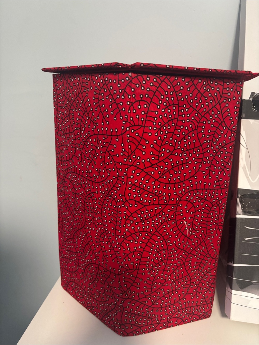 Red Patterned Decorative Storage Basket